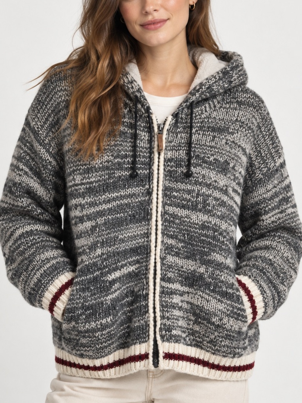 Ark Imports 100% New Zealand Wool Fleece Lined Hooded Jacket L